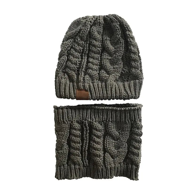Autumn Winter Women's Hat Caps Knitted Warm ring Scarf Windproof Balaclava Multi Functional CC ponytail Hats Scarf Set For Women - Image #5