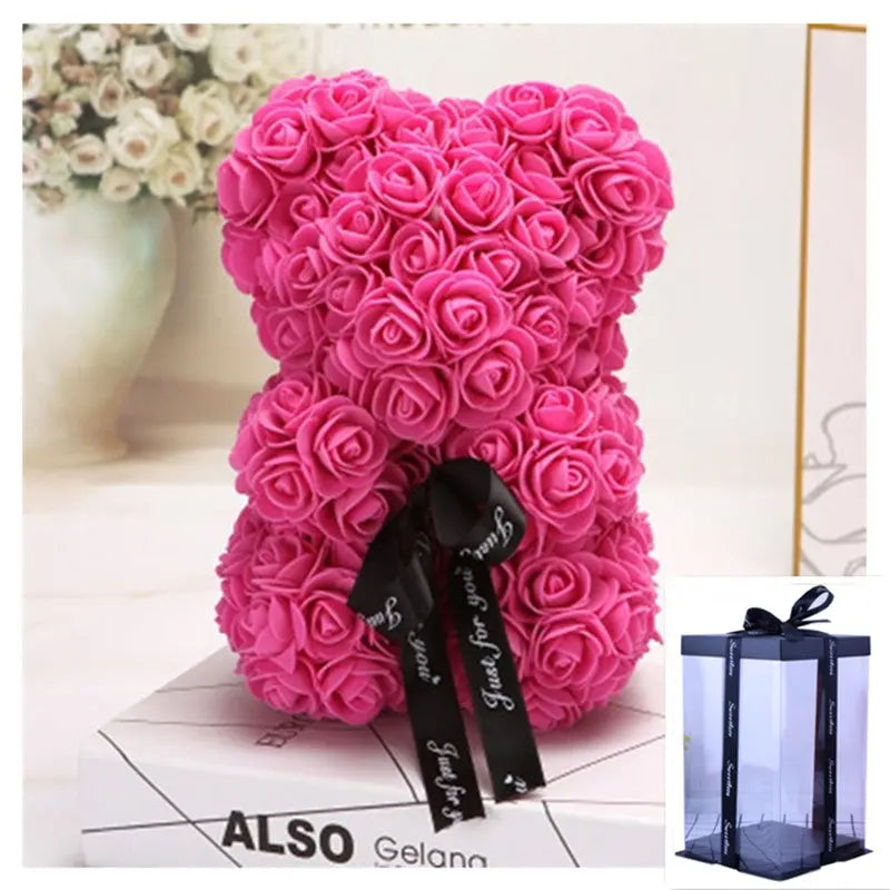 Valentine's Day Gift Rose Bear Eternal Flower Rose Teddy Bear PE Foam Bear 25cm Valentines Day - Image #35