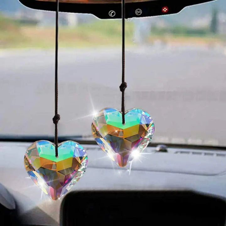 Car Crystal Peach Heart Prism Decoration Pendant - Image #1