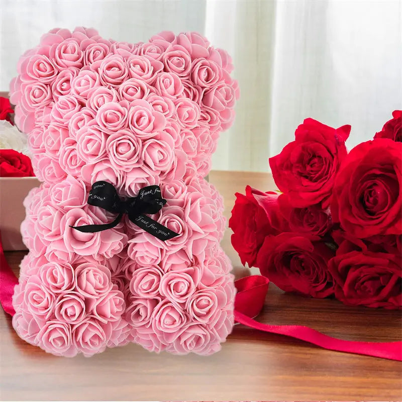 Valentine's Day Gift Rose Bear Eternal Flower Rose Teddy Bear PE Foam Bear 25cm Valentines Day - Image #6
