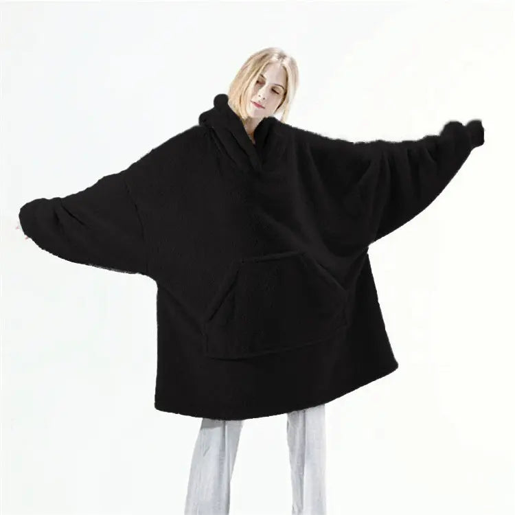 Hoodie Sweatshirt With Big Pocket Tops Sweater Comfortable Loose Double-Sided Fleece Thicker Wearable Blanket - Image #6