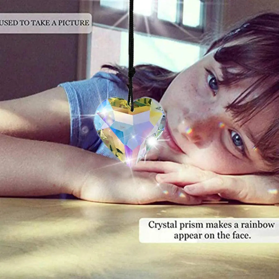 Car Crystal Peach Heart Prism Decoration Pendant - Image #4