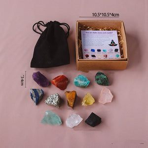 12 PCs Chakra Stone Healing Crystal Stone Kit Rough Gemstones