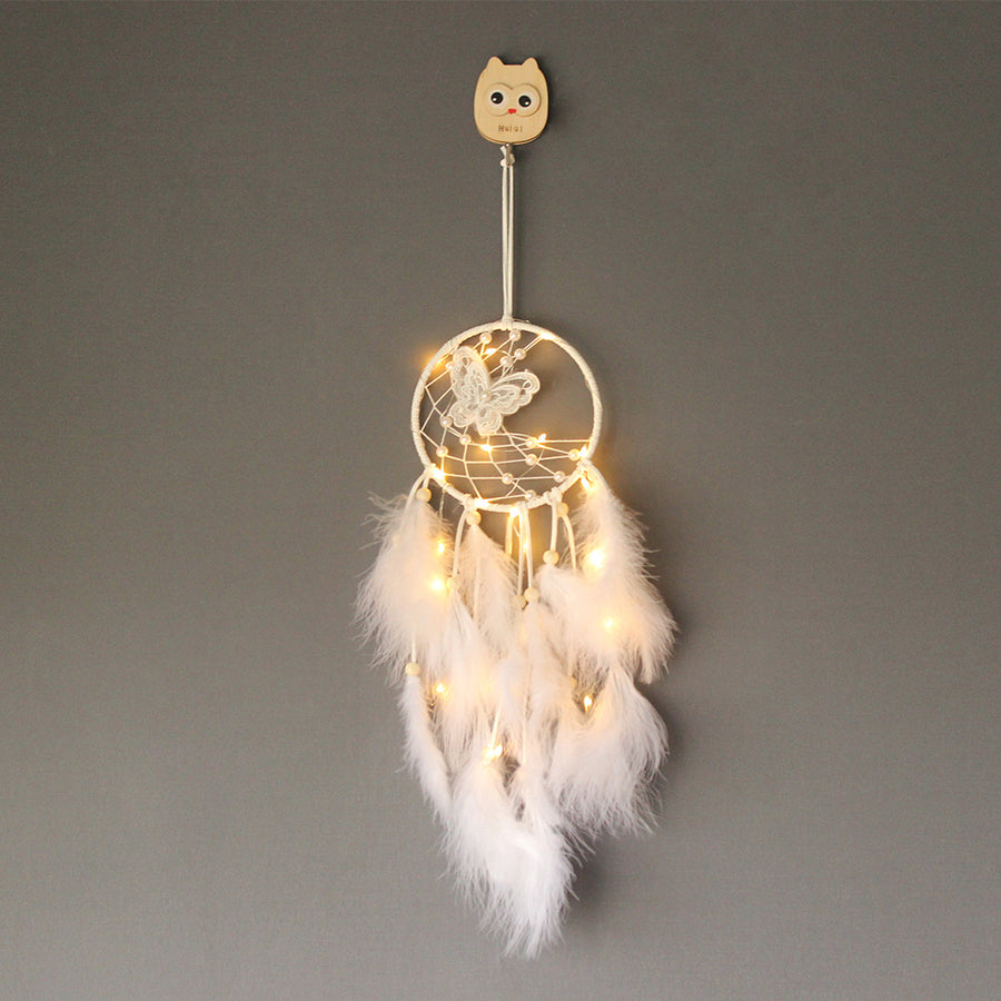 White Butterfly Dreamcatcher Wind Chimes Girl Room Decorative Pendant Girlfriends Birthday Gift