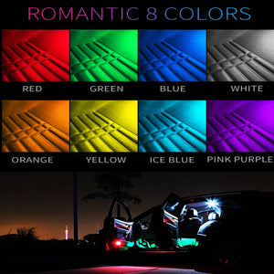 Interior Car Lights, 8 RGB Colors, Car Led Lights Interior , Under Dash Car Lighting with Car Charger