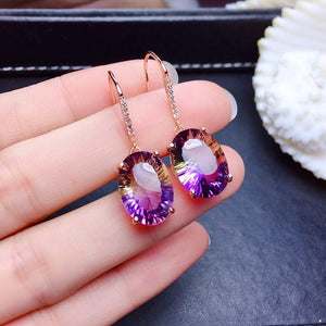 Drop Earrings in purple Opal