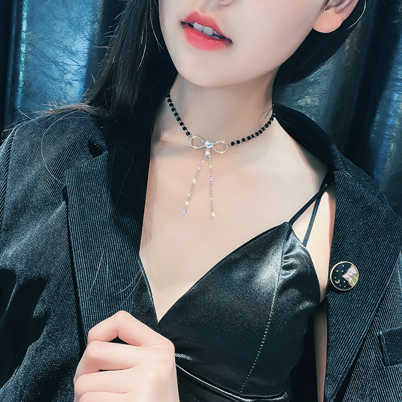 Pearl Bowknot Pendant Necklace Female Trendy Clavicle Chain