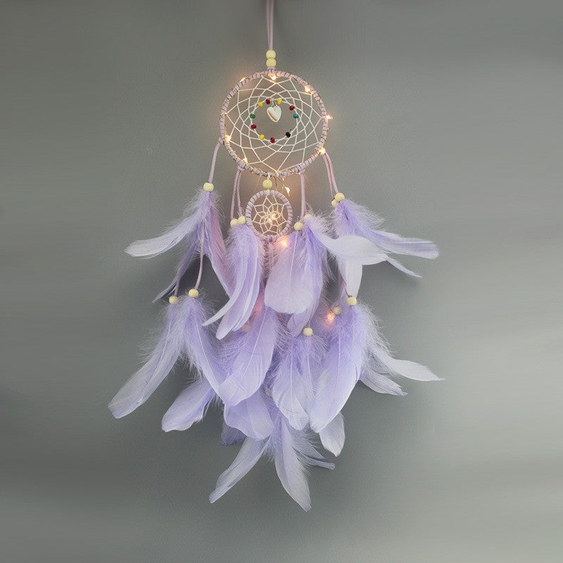 Indian Dreamcatcher Creative Gift Ornaments Girl Heart Dreamcatcher Pendant Birthday Gift Handmade Wind Chimes