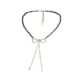 Pearl Bowknot Pendant Necklace Female Trendy Clavicle Chain