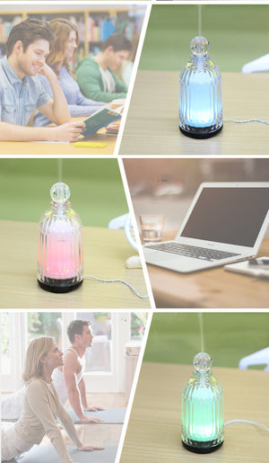 Aroma glass diffuser for essential oils led lights