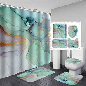 Marble shower curtain waterproof, gradient watercolor polyester bathroom shower curtain