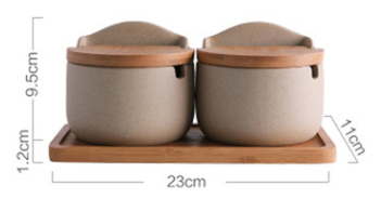 Bamboo wood ceramic seasoning jar