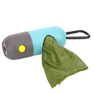 Pet waste bag portable w LED light