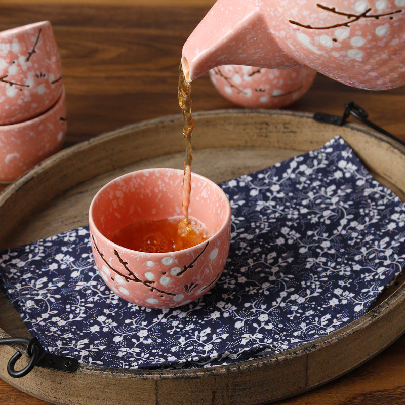 Japanese Tea Set, White Porcelain Tea Set with 1 Teapot Set, 4 Tea Cups