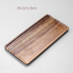 Solid wood rectangular tea tray for household use