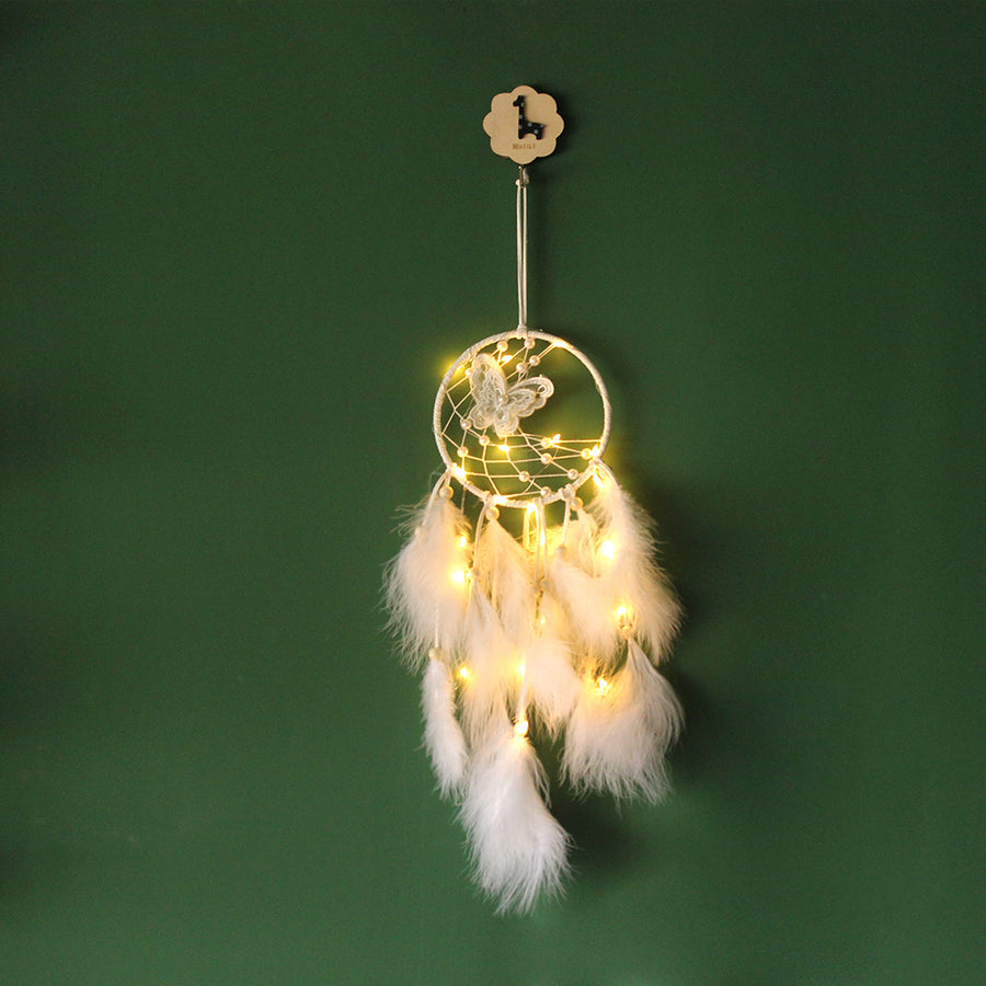 White Butterfly Dreamcatcher Wind Chimes Girl Room Decorative Pendant Girlfriends Birthday Gift