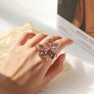 Crystal flower ring rose gold