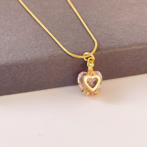 18k Gold Plated Titanium Heart Crystal Pendant Necklace