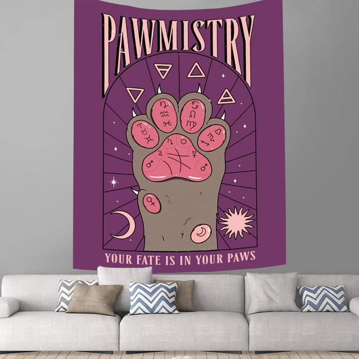Cat Paw Astrology Wall Tapestry - Key of Cherry Blossom 