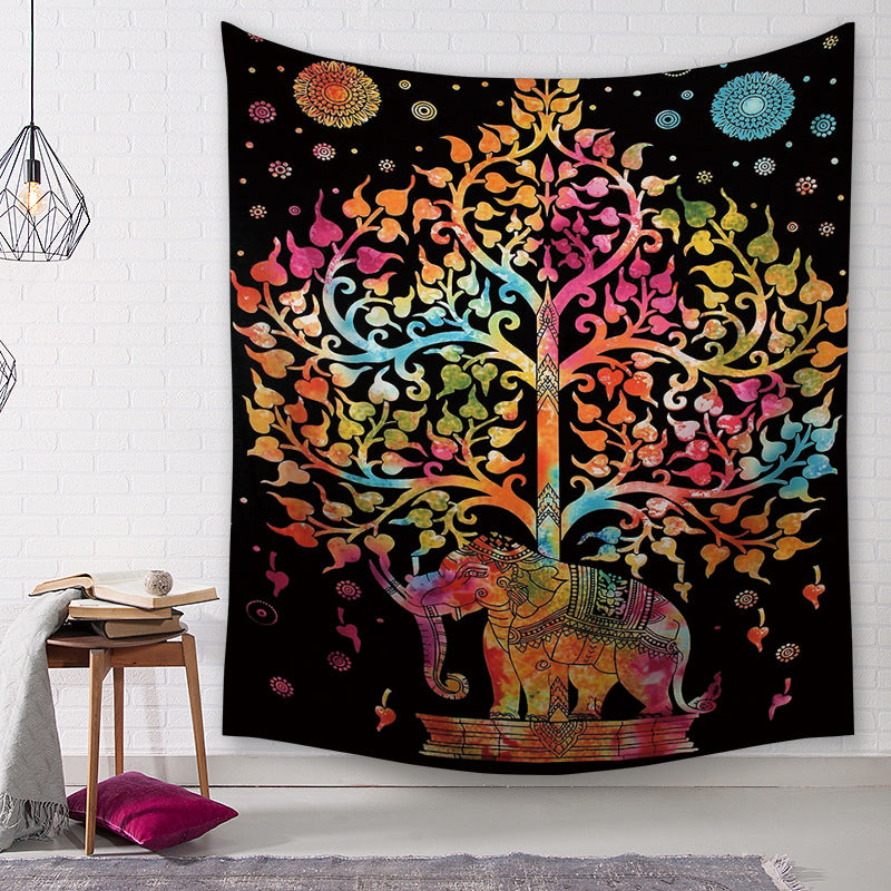Elephant Print Tapestry Wall Blanket