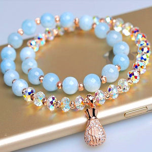 Handmade Gemstone Round Beads Stretch Bracelet