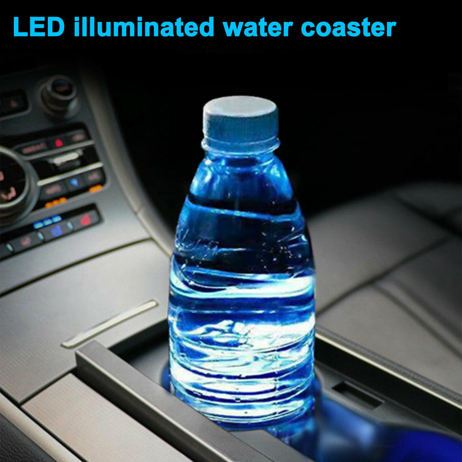 LED Cup Holder Lights, 2pcs LED Car Coasterss with 7 Colors Luminescent Light Cup Pad, USB Charging Cup Mat for Drink Coaster Accessories Interior Decoration Atmosphere Light.