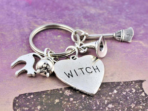 Broom Hat Witch Keychain Halloween Witchcraft Gift