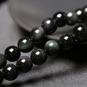 Obsidian Female Bracelet, Mens Bead Jewelry