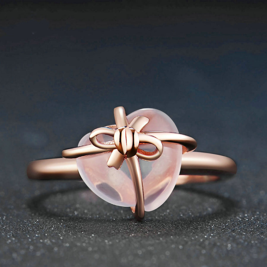 Natural pink crystal rose gold ring