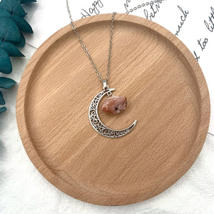 Moon Natural Stone Crystal Necklace