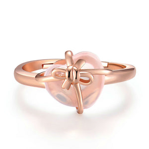 Natural pink crystal rose gold ring
