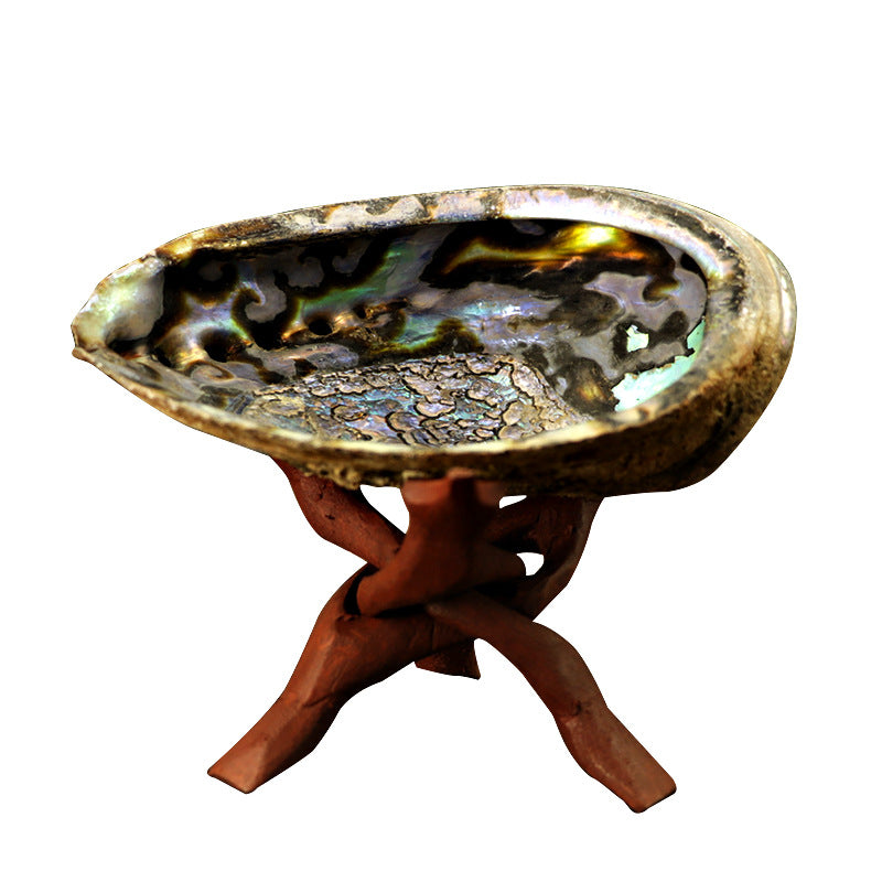 Abalone Shell with Natural Wooden Cobra Stand, sage burner