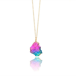 Rainbow Quartz Crystal Necklace