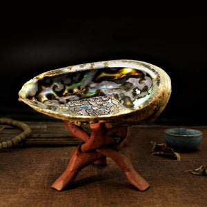 Abalone Shell with Natural Wooden Cobra Stand, sage burner - Image #6