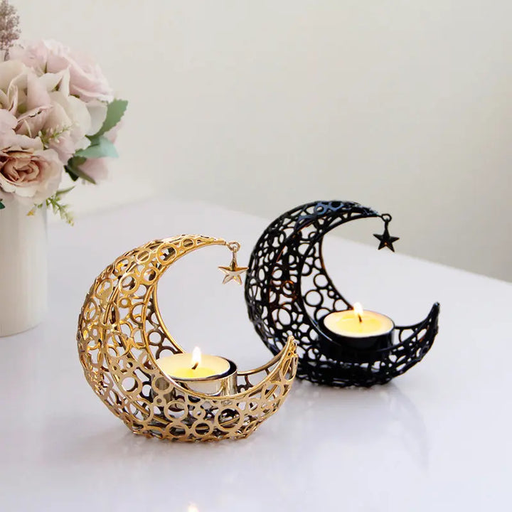 Modern Luxury Moon Candlestick Metal Ornaments - Image #1