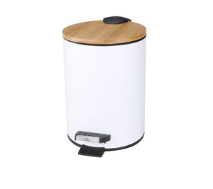 Round Mini Trash Can with Lid and Foot Pedal Soft Close
