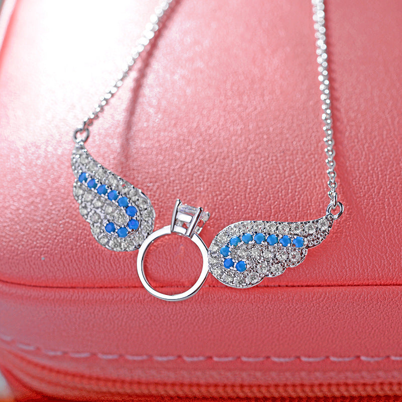 New Angel Wings Diamond Crystal Necklace