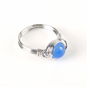 Natural Rough Stone Hand Woven Winding Crystal Bead Ring