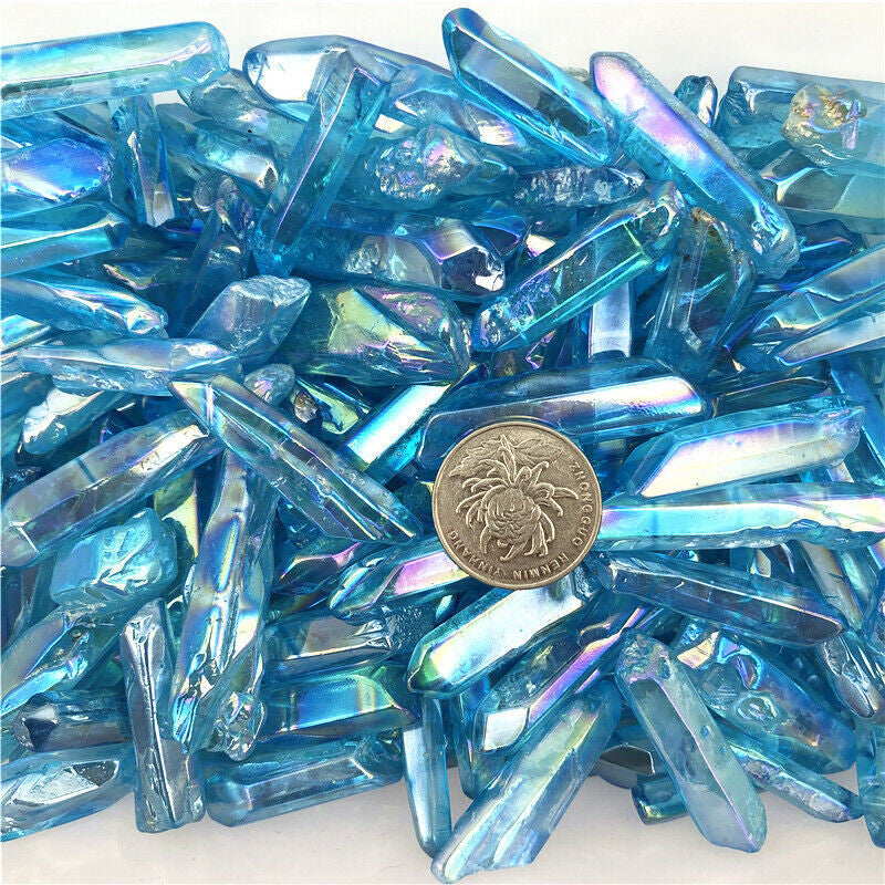 Crystal Natural Titanium Coated Blue Rock Quartz