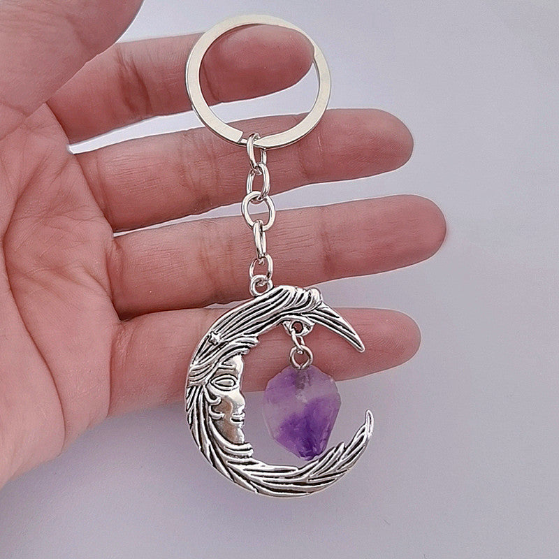 Natural Crystal Couple Jewelry Pendant Keychain