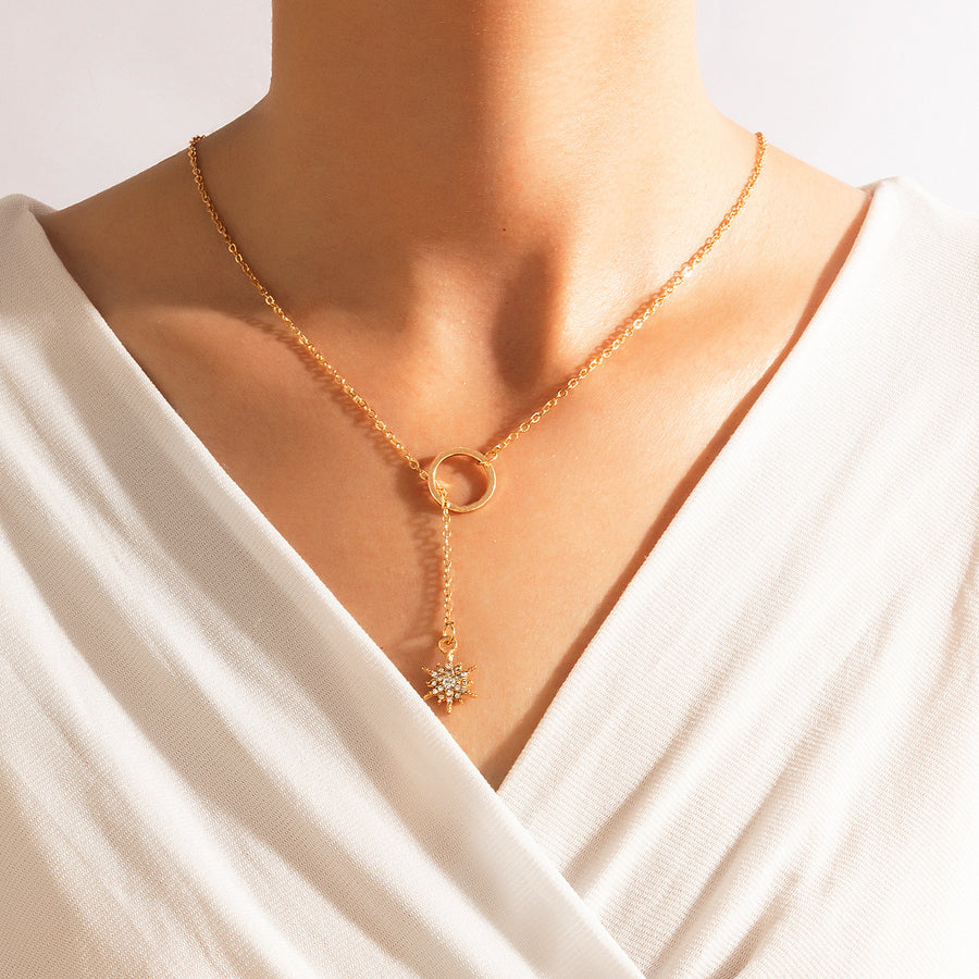 Fashion Small Jewelry, Simple Ins Style Small Circle Necklace, Trendy Diamond Necklace
