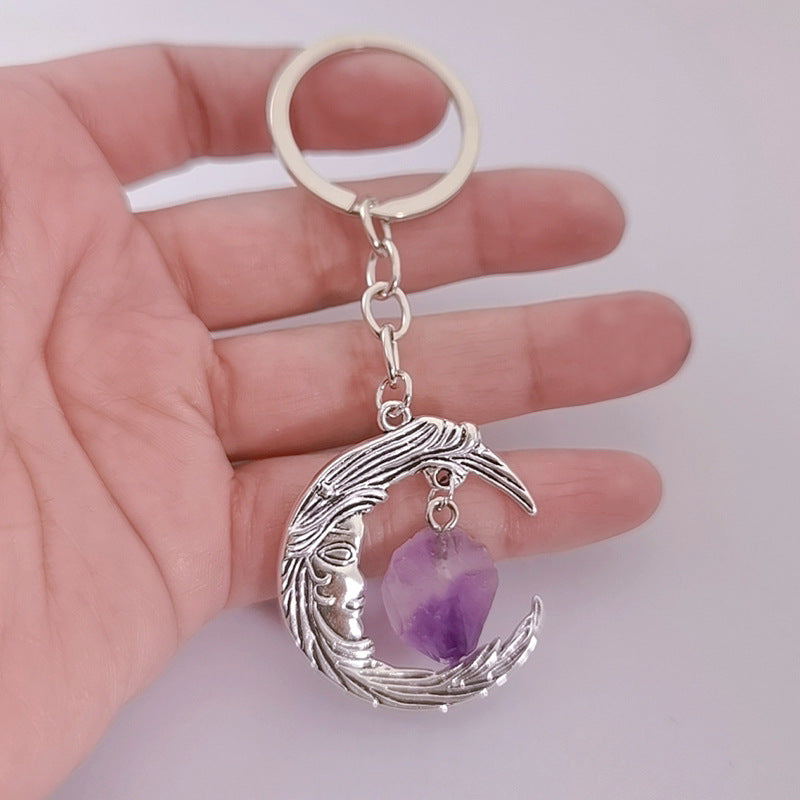 Natural Crystal Couple Jewelry Pendant Keychain