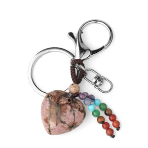 Crystal Heart Love Stone Keychain Reki Healing Crystal Gemstone