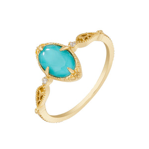 Women's Turquoise White Crystal Ring