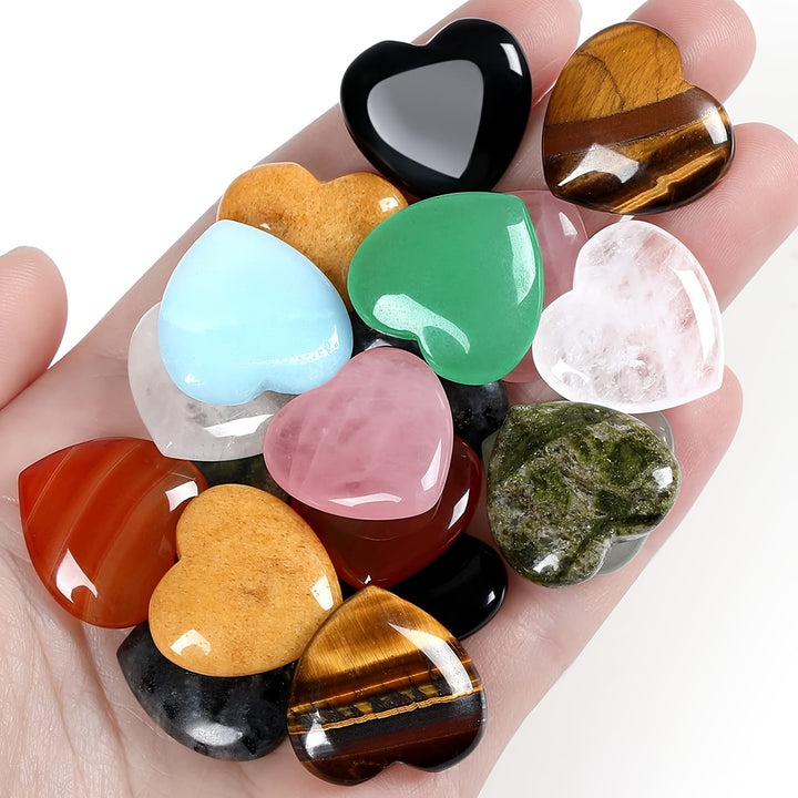 Assorted Set Natural Heart palm stone - Key of Cherry Blossom 