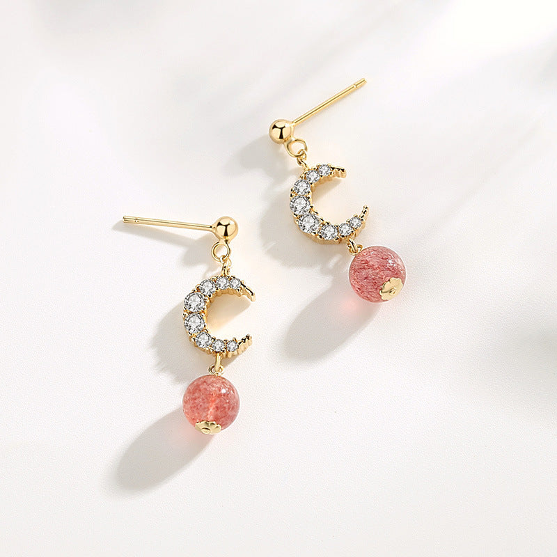 Women's Natural Strawberry Crystal Earrings