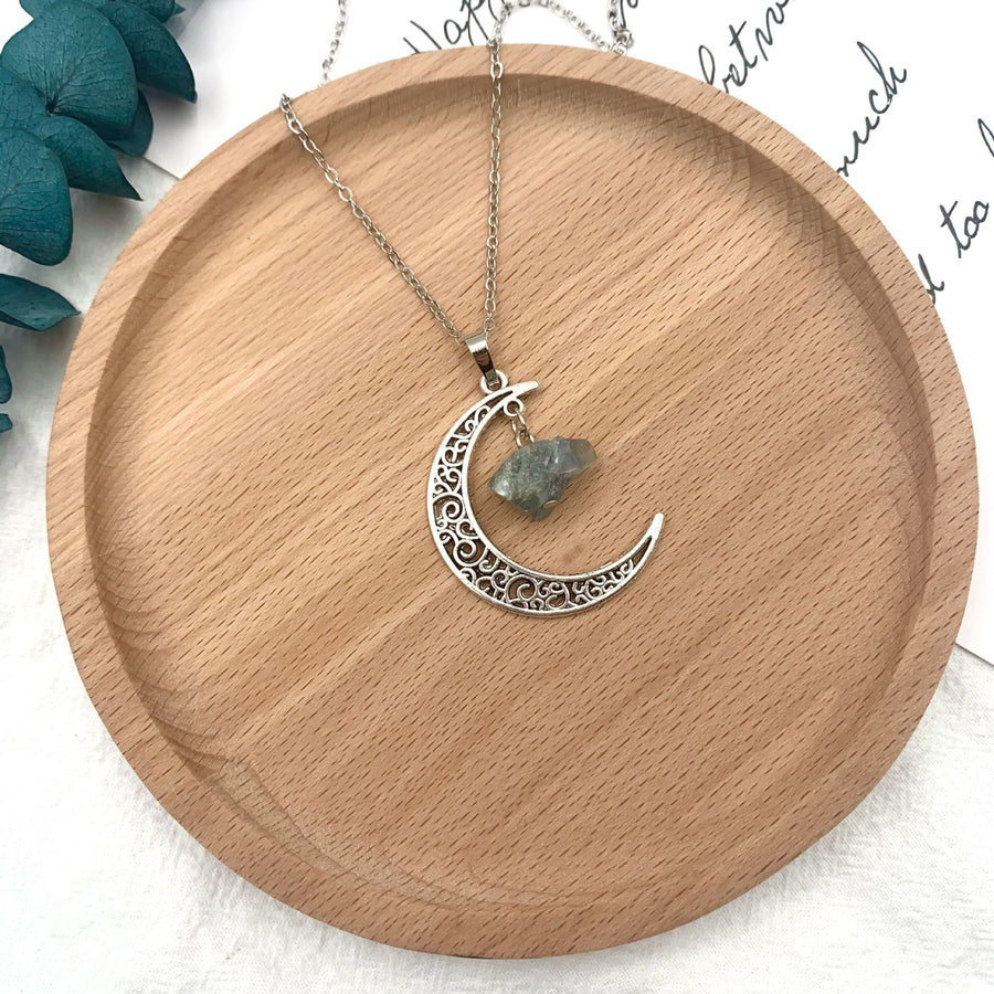 Moon Natural Stone Crystal Necklace