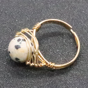 Natural Stone Bead Speckled Stone Ring