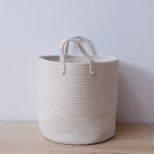 Cotton Rope Basket with Handle for Baby Laundry Basket